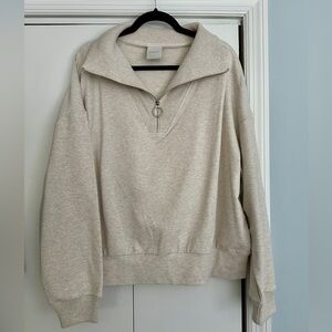 Varley Miller Cream Quarter-Zip Sweatshirt
